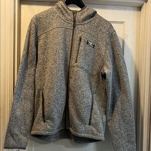 L.L. Bean Hooded Sweater Fleece Gray Full-Zip Jacket Mens L Large